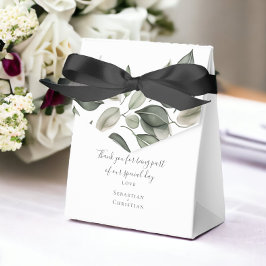 ミュートされた緑パーソナライズされたの結婚葉 フェイバーボックス