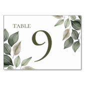 ミュートされた緑結婚の葉 テーブルナンバー (正面)
