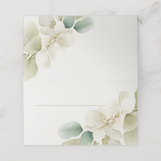 ミュートされた緑結婚の葉 プレイスカード (外部開封)