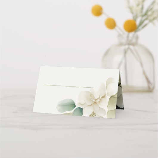 ミュートされた緑結婚の葉 プレイスカード (正面)