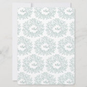 ミュートされた緑色の手描き葉モノグラム結婚アート 招待状 (裏面)