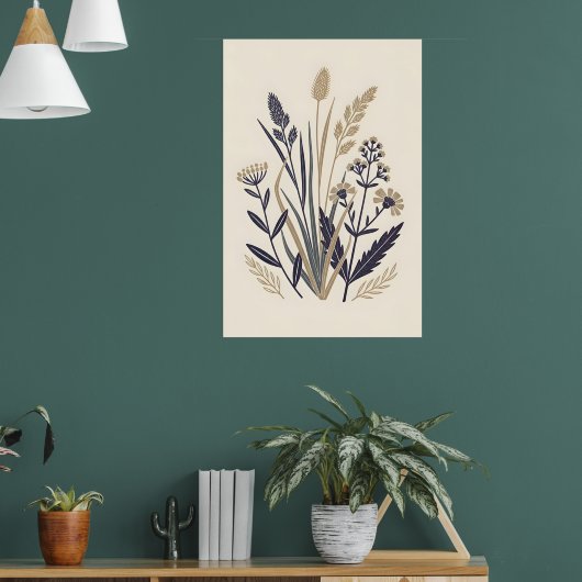 ミュートされた自然イラストレーション ポスター (リビング1)