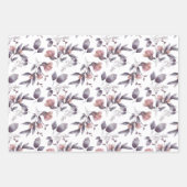 ミュートされた茶色の水色の蝶と葉 ラッピングペーパーシート (正面3)