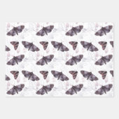 ミュートされた茶色の水色の蝶と葉 ラッピングペーパーシート (正面)