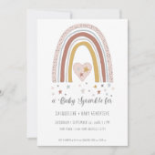 ミュートされた虹色の埃っぽいピンク色の青い金ゴールドベビーシャワー(請求書) 招待状 (正面)