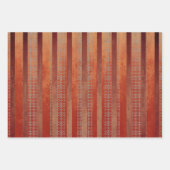 ミュートされた赤と緑のストライプ秋 ラッピングペーパーシート (正面2)