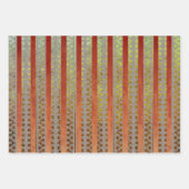 ミュートされた赤と緑のストライプ秋 ラッピングペーパーシート (正面)
