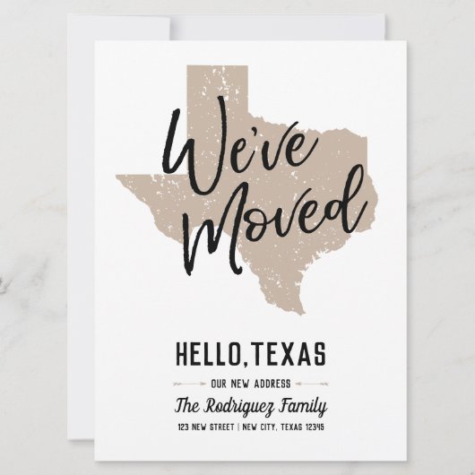 ミュートされた金ゴールド引っ越しました-テキサス州移動 カード (正面)