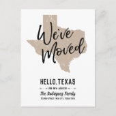 ミュートされた金ゴールド引っ越しました-テキサス州 案内ポストカード (正面)