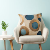 ミュートされた銅と青の円とリング クッション (椅子)