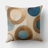 ミュートされた銅と青の円とリング クッション (裏面)