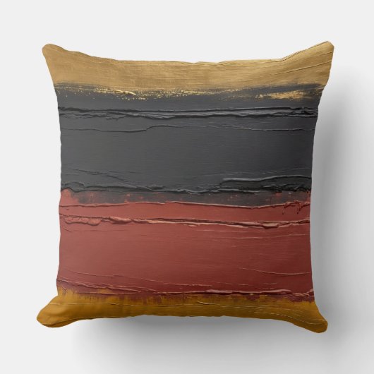 ミュートされた銅、金ゴールドオイル、マルサラ、および炭 クッション (正面)