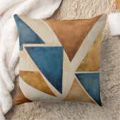 ミュートされた銅、金ゴールド、青銅、青幾何学的 クッション (ブランケット)