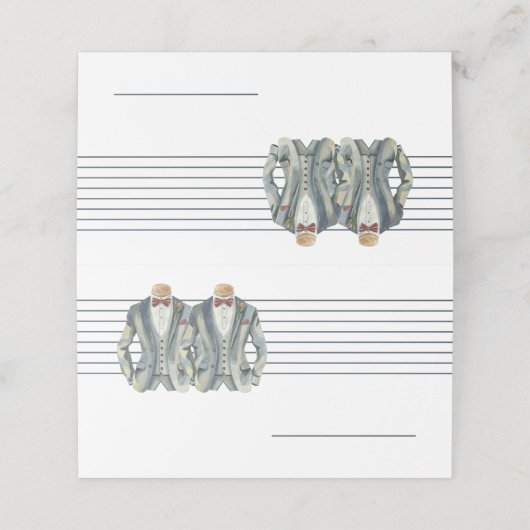 ミュートされた青い2つのルームスーツとボウタイ結婚ズ プレイスカード (外部開封)