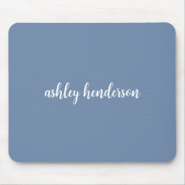 ミュートされた青にフルネームミニマルモノグラムを追加する マウスパッド