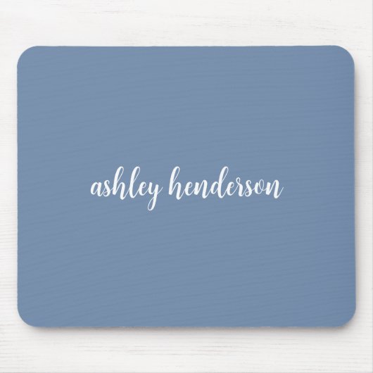 ミュートされた青にフルネームミニマルモノグラムを追加する マウスパッド (正面)