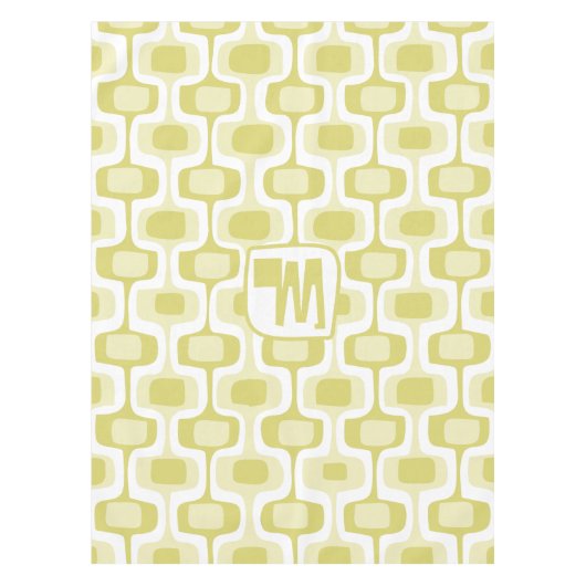 ミュートされた黄色の抽象芸術の正方形パターン テーブルクロス (正面)