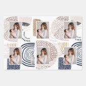 ミュートされたBoho図形とフェイク金ゴールドドットホリデーラップ ラッピングペーパーシート (正面3)