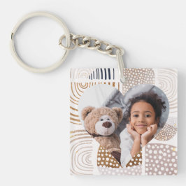 ミュートされたBoho図形のハート写真 キーホルダー