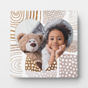 ミュートされたBoho図形のハート写真 フォトプラーク