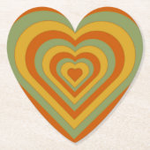 ミュートされたGroovyレトロレイヤードラブハート ペーパーコースター (正面)