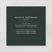 ミュートした水色モダンフローラスタイリッシュsqu スクエア名刺 (裏面)