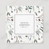 ミュートした水色モダンフローラスタイリッシュsqu スクエア名刺 (正面)