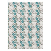 ミュートな青と緑の手描きのバラ テーブルクロス (正面)