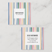 ミュートほこりっぽいミニマルストライプリスト手作りライン スクエア名刺 (正面/裏面)
