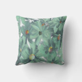 ミュートアクアグリーンフ絵を描ラワーズアニーカラー クッション (裏面)