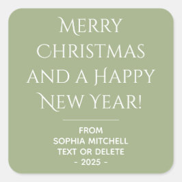 ミュートエレガンス静かなセージのクリスマスステッカー スクエアシール