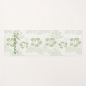 ミュートエレガントセージのハイビスカスパターン ヨガマット (正面(横))