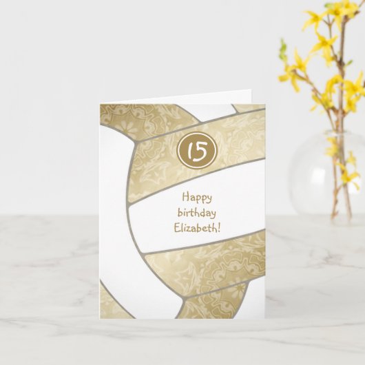 ミュートガーリー金ゴールドバレーボール誕生日大事な行事 カード (黄色い花)