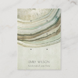 ミュートグリーンアクアアゲート3自然イヤリングディスプレイ 名刺