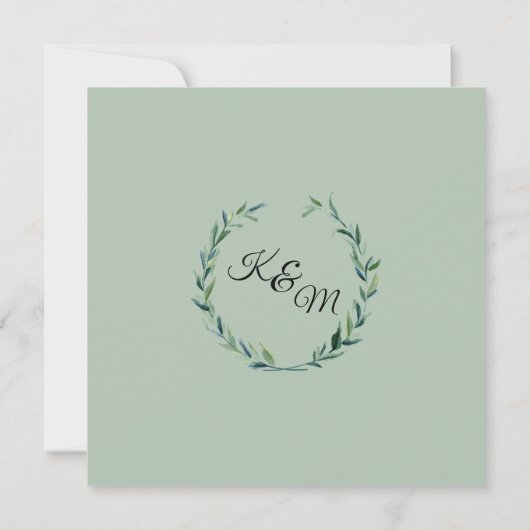 ミュートサージローレルリースオリーブリーフブランチモダン 招待状 (裏面)