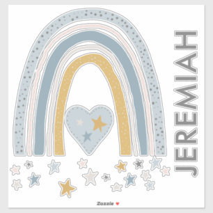 ミュートダスティブルーレインボー子供部屋ウォールデカール名 シール