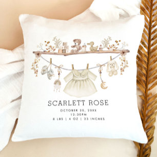 ミュートニュートラルボホベビーガール子供部屋誕生統計 クッション