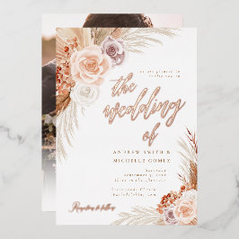 ミュートバラパンパステラコッタボホ結婚写真 箔招待状