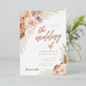 ミュートバラパンパステラコッタボホ結婚写真 箔招待状 (立ち正面)