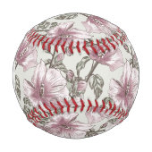 ミュートピンクハイビスカスの花のパターン 野球ボール (正面)