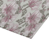ミュートピンクハイビスカス花柄 カッティングボード (角)
