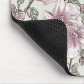 ミュートピンクハイビスカス花柄 マウスパッド (コーナー)