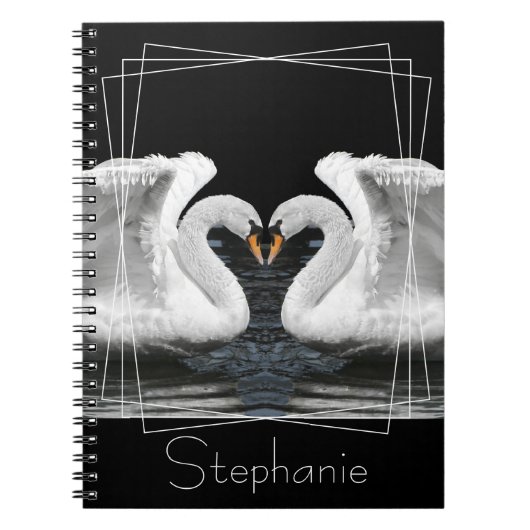 ミュートホワイトスワン鏡画像動物撮影 ノートブック (正面)
