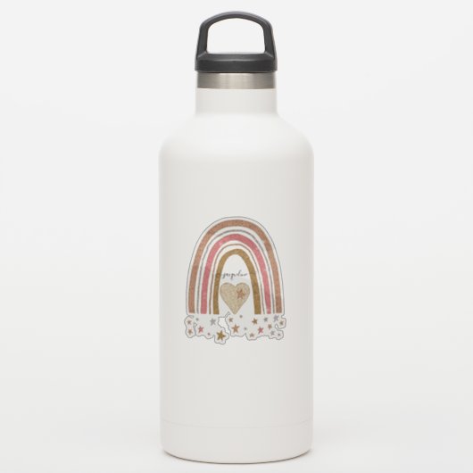 ミュートモダンピンクレインボー赤面金ゴールドグリッタースター シール (ウォーターボトル)