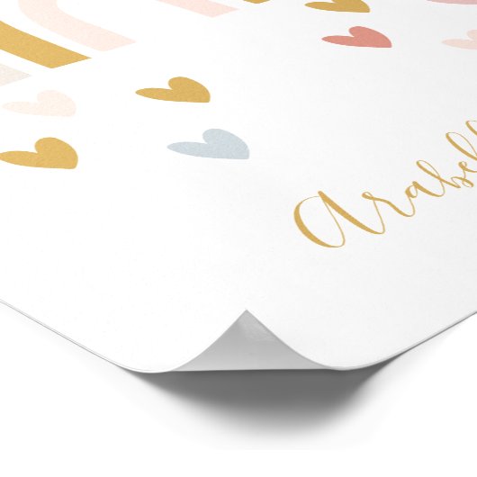 ミュートモダンレインボーモノグラムのネーム子供部屋 ポスター (角)