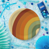 ミュートレトロレイヤードグルービーレインボー ペーパープレート (パーティー)