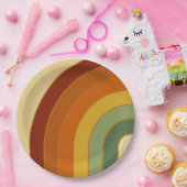 ミュートレトロレイヤードグルービーレインボー ペーパープレート (パーティー)