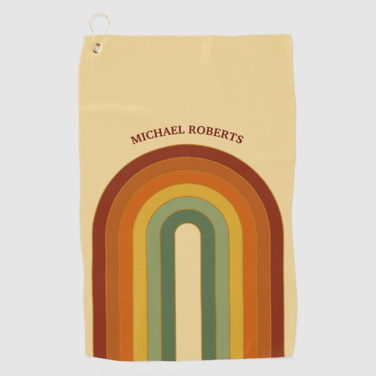 ミュートレトロレイヤードGroovyレインボー名 ゴルフタオル (正面)