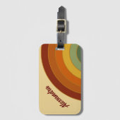 ミュートレトロレイヤードGroovyレインボー名 ラゲッジタグ (正面縦)