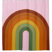 ミュートレトロ70年代レインボピンク シャワーカーテン (正面)